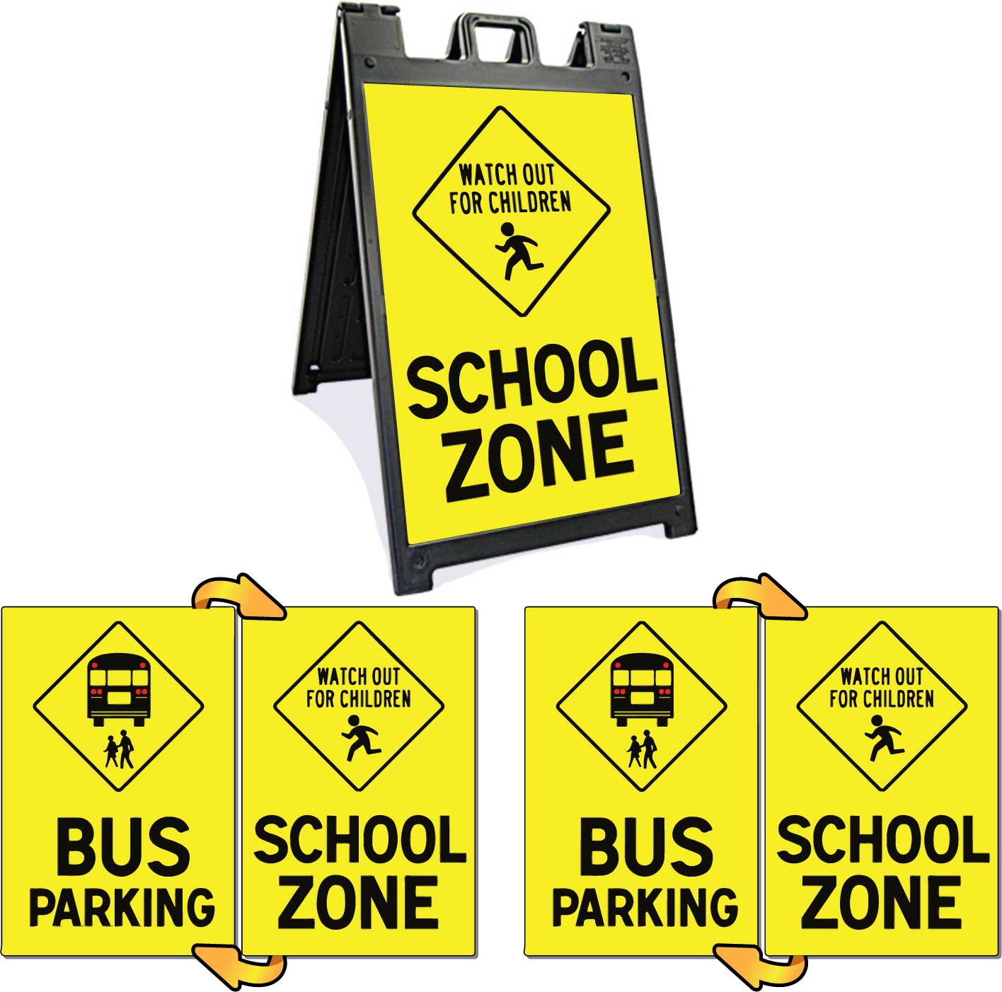 Black Signicade Deluxe with Bus School-Zone Signs