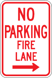 12 x18  No Parking Fire Lane w/R Arrow R-54R