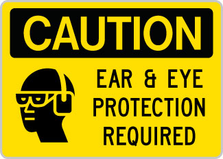 OSHACaution Sign Ear & Eye Protection Required SYMEAREYEHEAD OSHA-CautionSign-0111 - image 1