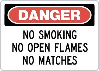 OSHA Danger Sign : No Smoking No Open Flames No Matches OSHA-DangerSign-0158 - image 1