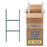 H-Frame Yard Sign Step Stakes 10 Pack - 10 x24  4mm Coro 9 gauge Zinc Plated Steel SD-CORO-1024-10-Pack - image 1