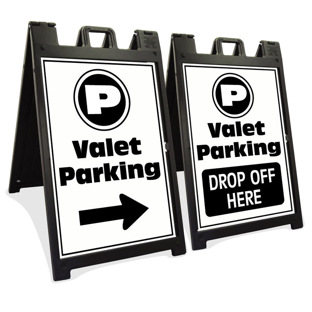 Black Signicade Deluxe with two Valet Parking signs