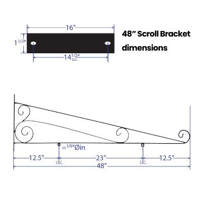 48 inch  Scroll Bracket (bracket only) SD-SC48 - image 2